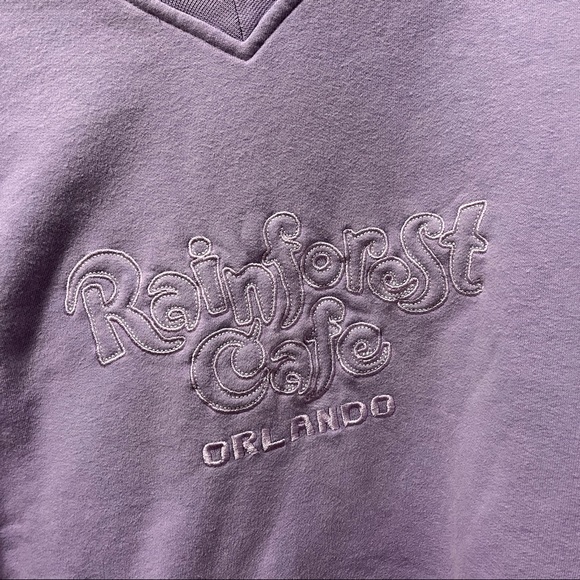 Vintage Rain Forest Cafe Orlando Purple V Neck Crewneck - Picture 5 of 5